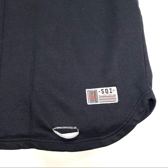 Square Zero Bear Patches Distressed Short Sleeve Sweatshirt Black - Picture 7 of 12